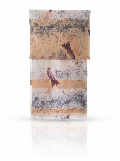 Палантин Женский SN-VINTAGE.BIRD/WHITE
